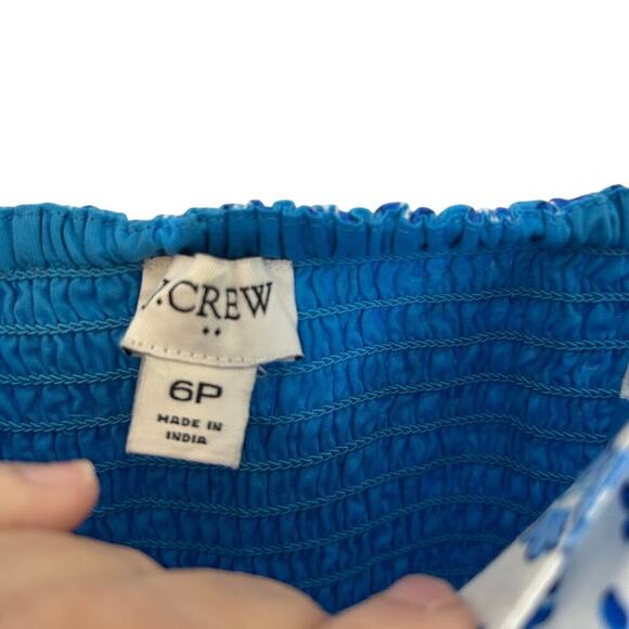 J. Crew Square Neck Smocked Tiered Floral MIDI Dress Size 6P Beachy Summer - Picture 2 of 9